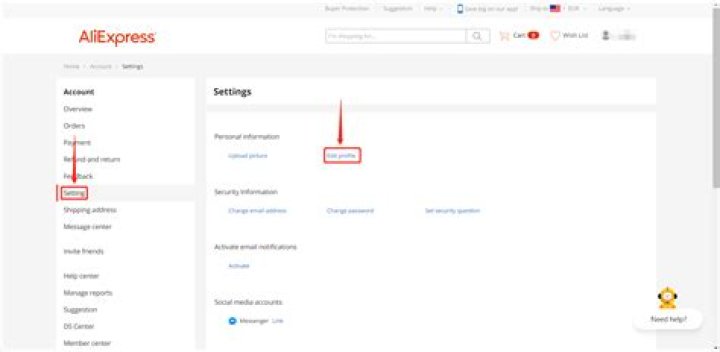 How do I change my AliExpress account?