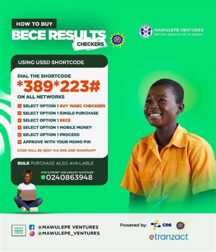 How do I check my Bece results with mobile money?