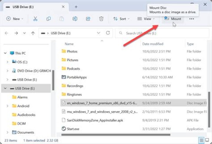 How do I mount an ISO file without a CD drive?