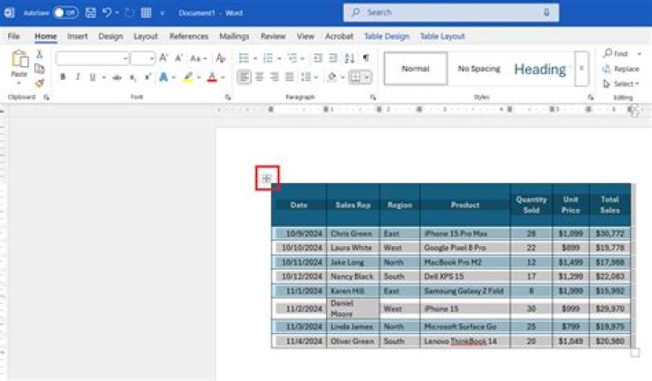 How do I paste a Word table into an Excel cell?