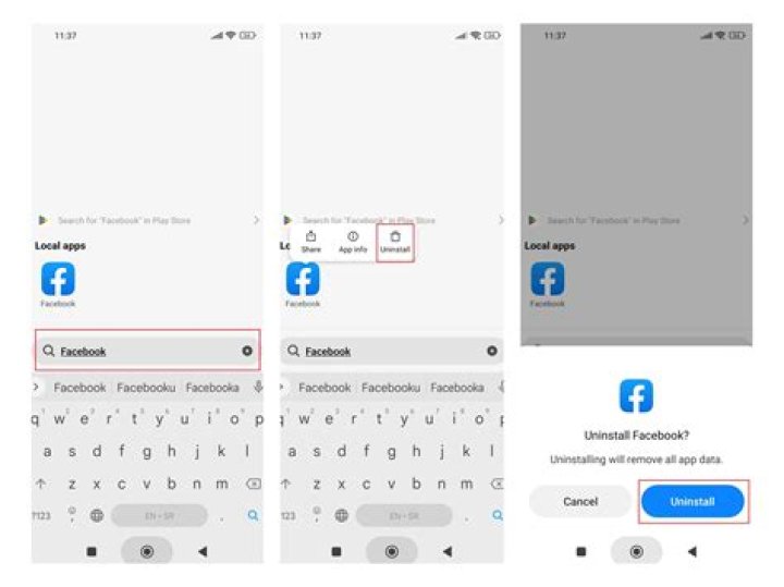 How do I remove facebook from my home screen?