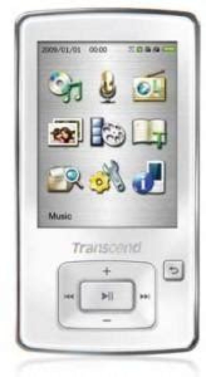 How do you turn on a Transcend mp3 player?