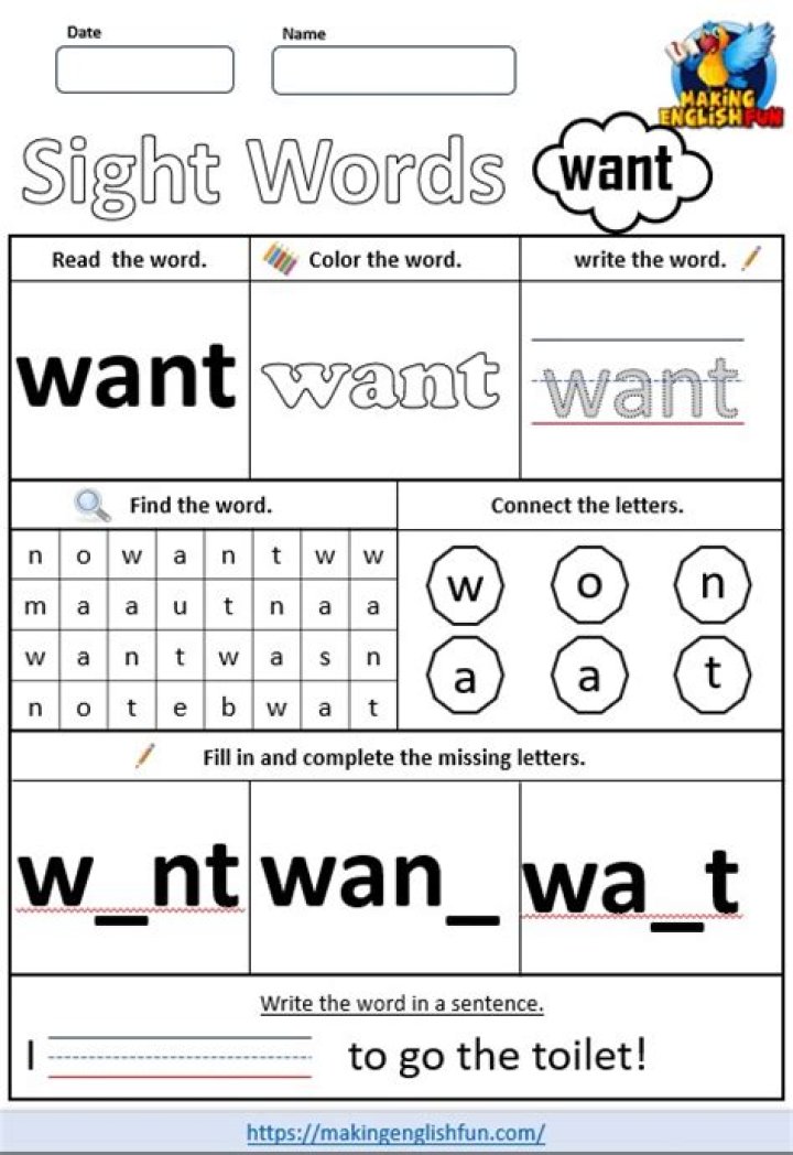 How do you use the word want?