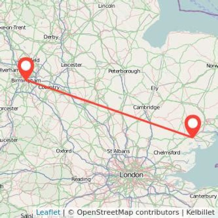 How far is Colchester from Birmingham?