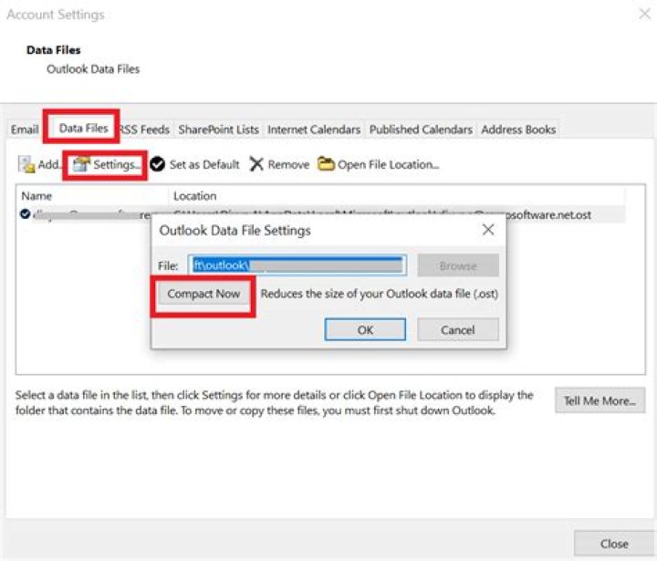 How large can an Outlook data file be?