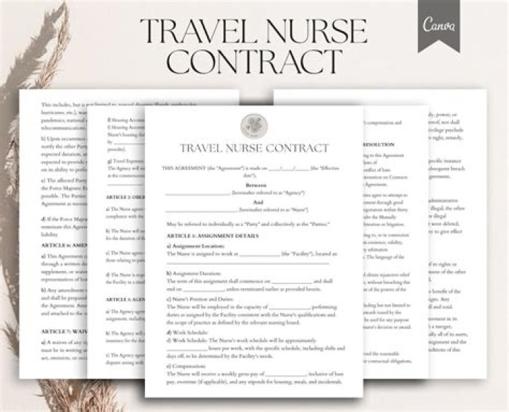 What should a travel nurse contract include?